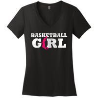 Basketball Player Silhouette Sport Gift Women's V-Neck T-Shirt