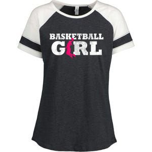 Basketball Player Silhouette Sport Gift Enza Ladies Jersey Colorblock Tee