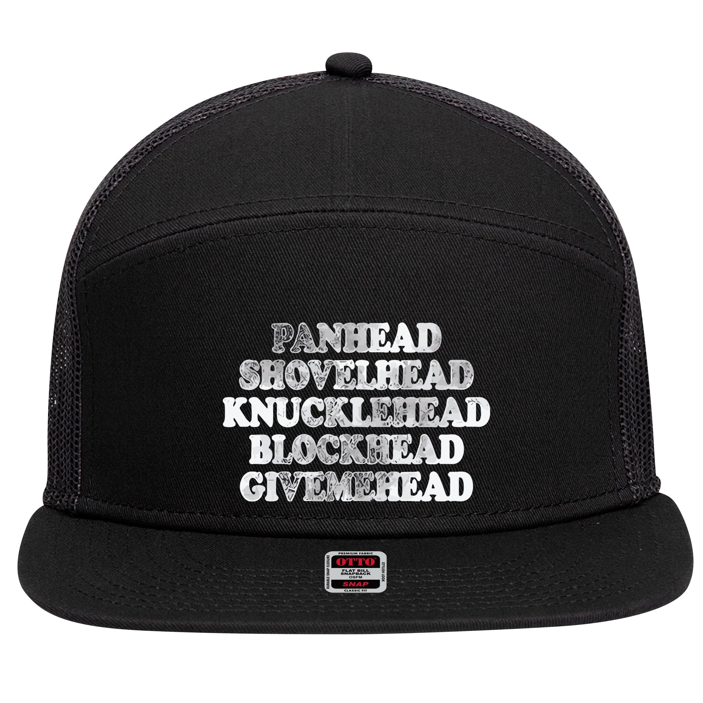 Blonded Panhead Shovelhead Knucklehead Blockhead Givemehead 7 Panel Mesh Trucker Snapback Hat