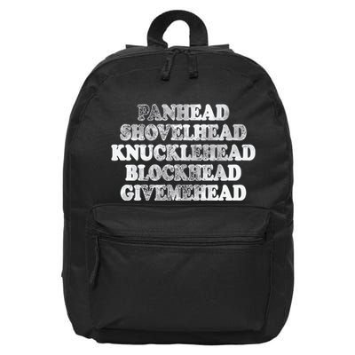 Blonded Panhead Shovelhead Knucklehead Blockhead Givemehead 16 in Basic Backpack