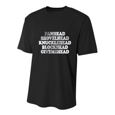 Blonded Panhead Shovelhead Knucklehead Blockhead Givemehead Youth Performance Sprint T-Shirt