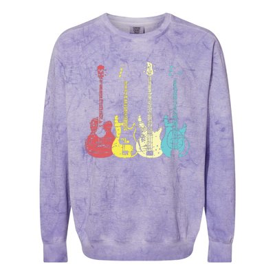 Bass Player Shirts Men Gift For Bass Guitar Player Bassist Colorblast Crewneck Sweatshirt