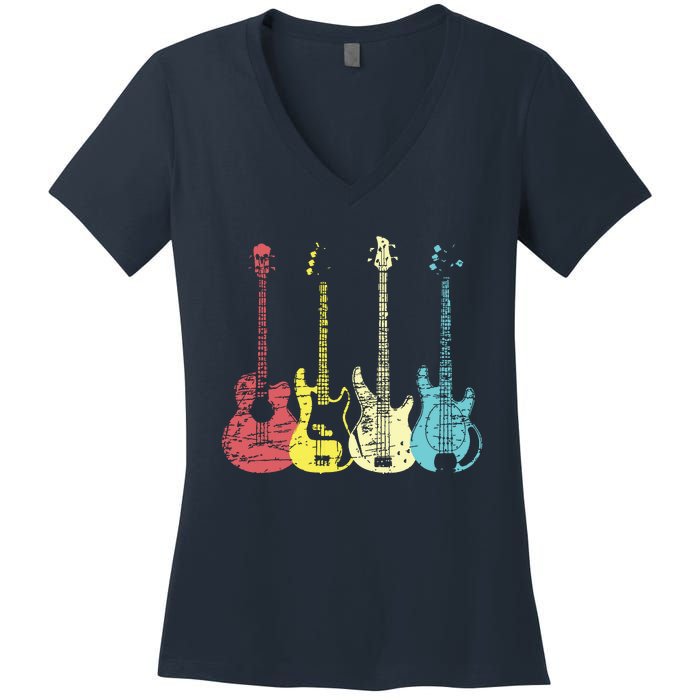 Bass Player Shirts Men Gift For Bass Guitar Player Bassist Women's V-Neck T-Shirt