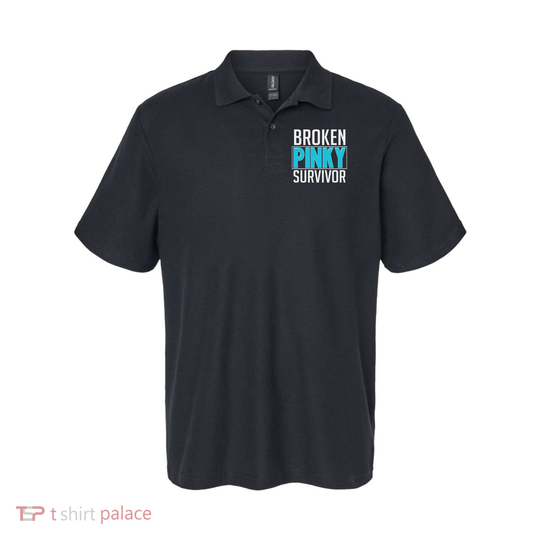 Broken Pinky Survivor Funny Toe Finger Sarcastic Softstyle Adult Sport Polo