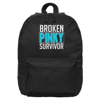 Broken Pinky Survivor Funny Toe Finger Sarcastic 16 in Basic Backpack