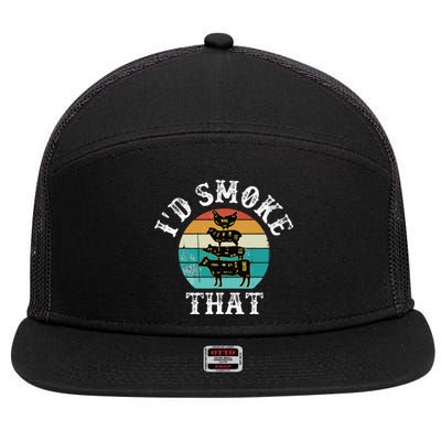 Bbq Party Smoker Chef Dad ID Smoke That 7 Panel Mesh Trucker Snapback Hat