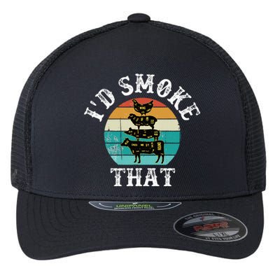 Bbq Party Smoker Chef Dad ID Smoke That Flexfit Unipanel Trucker Cap