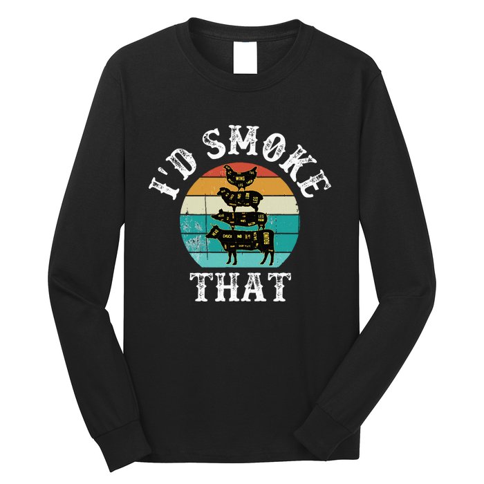 Bbq Party Smoker Chef Dad ID Smoke That Long Sleeve Shirt