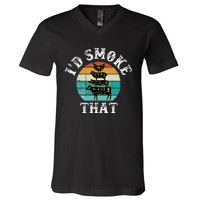 Bbq Party Smoker Chef Dad ID Smoke That V-Neck T-Shirt