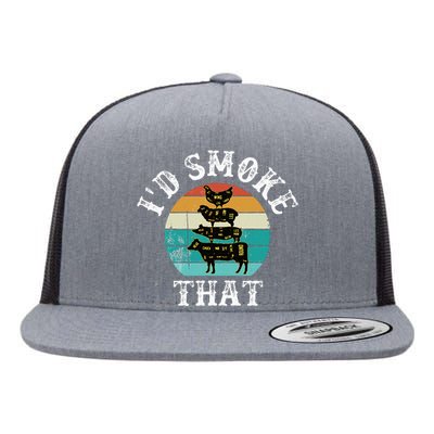 Bbq Party Smoker Chef Dad ID Smoke That Flat Bill Trucker Hat