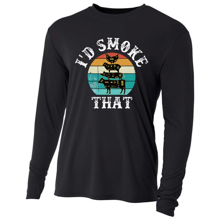 Bbq Party Smoker Chef Dad ID Smoke That Cooling Performance Long Sleeve Crew