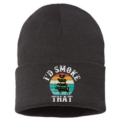 Bbq Party Smoker Chef Dad ID Smoke That Sustainable Knit Beanie