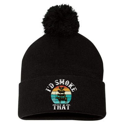 Bbq Party Smoker Chef Dad ID Smoke That Pom Pom 12in Knit Beanie