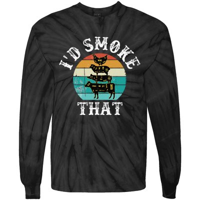 Bbq Party Smoker Chef Dad ID Smoke That Tie-Dye Long Sleeve Shirt