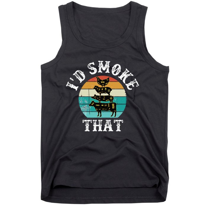 Bbq Party Smoker Chef Dad ID Smoke That Tank Top