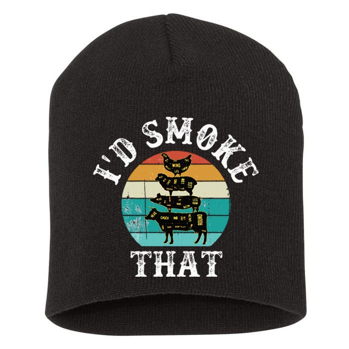 Bbq Party Smoker Chef Dad ID Smoke That Short Acrylic Beanie