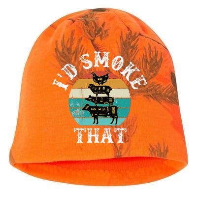 Bbq Party Smoker Chef Dad ID Smoke That Kati - Camo Knit Beanie