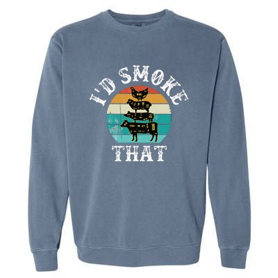 Bbq Party Smoker Chef Dad ID Smoke That Garment-Dyed Sweatshirt