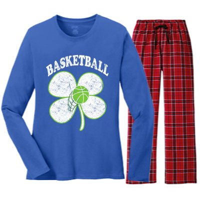 Basketball Player St Patricks Day Irish Funny Coach Gift Women's Long Sleeve Flannel Pajama Set 