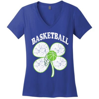 Basketball Player St Patricks Day Irish Funny Coach Gift Women's V-Neck T-Shirt