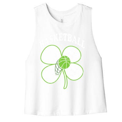 Basketball Player St Patricks Day Irish Funny Coach Gift Women's Racerback Cropped Tank