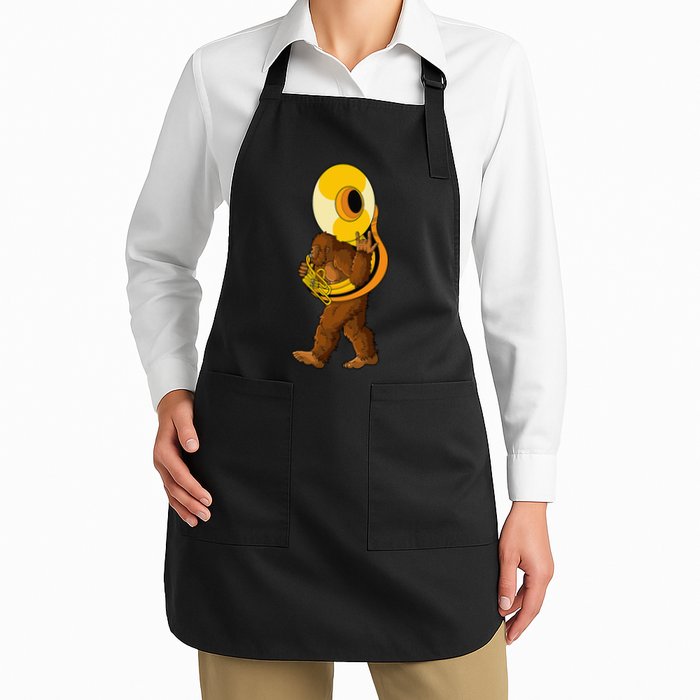 Bigfoot Playing Sousaphone Instrument Tuba Apron