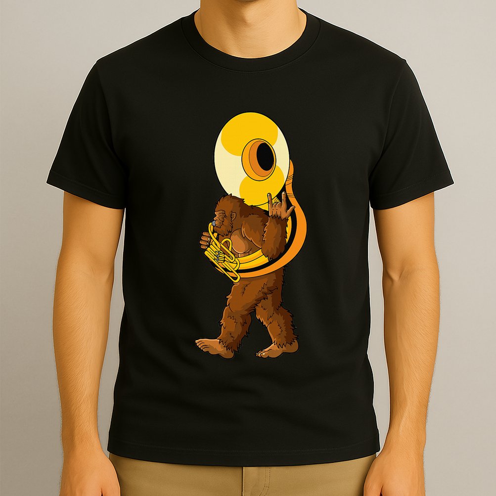 Bigfoot Playing Sousaphone Instrument Tuba T-Shirt