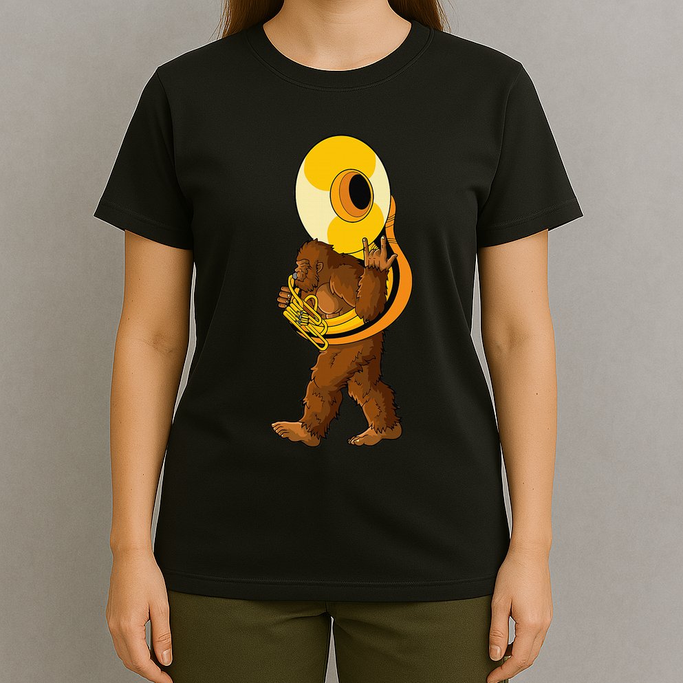 Bigfoot Playing Sousaphone Instrument Tuba T-Shirt