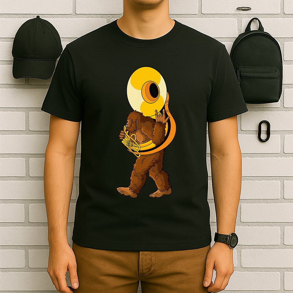 Bigfoot Playing Sousaphone Instrument Tuba T-Shirt