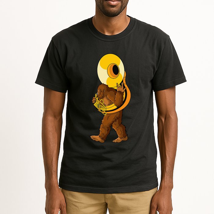 Bigfoot Playing Sousaphone Instrument Tuba Tall T-Shirt