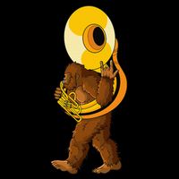 Bigfoot Playing Sousaphone Instrument Tuba Bucket Hat