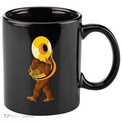 Bigfoot Playing Sousaphone Instrument Tuba 11oz C Handle Ceramic Mug