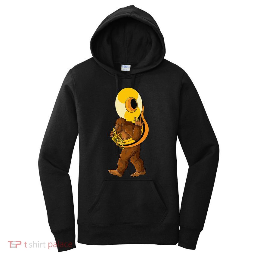 Bigfoot Playing Sousaphone Instrument Tuba Women's Pullover Hoodie