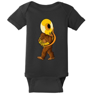 Bigfoot Playing Sousaphone Instrument Tuba Baby Bodysuit