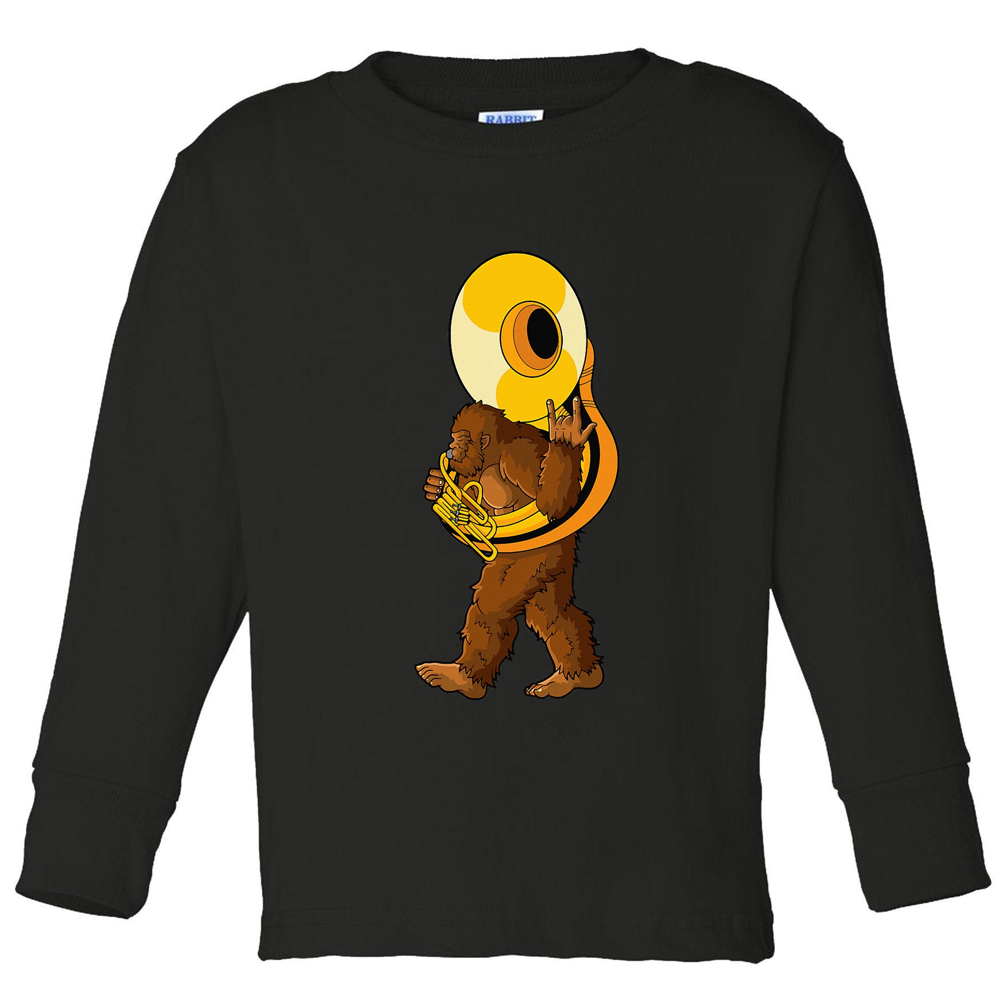 Bigfoot Playing Sousaphone Instrument Tuba Toddler Long Sleeve Shirt