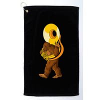 Bigfoot Playing Sousaphone Instrument Tuba Golf Towel