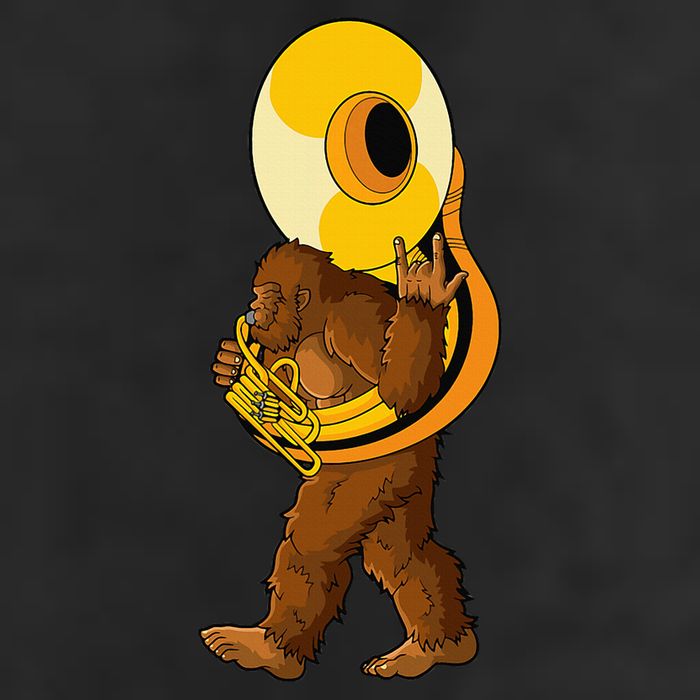 Bigfoot Playing Sousaphone Instrument Tuba Golf Towel