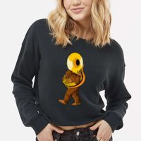 Bigfoot Playing Sousaphone Instrument Tuba Cropped Pullover Crew