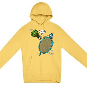 Badminton Player Screaming Shuttlecock Ahhh Badminton Gift Premium Pullover Hoodie