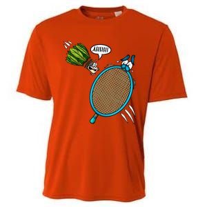 Badminton Player Screaming Shuttlecock Ahhh Badminton Gift Cooling Performance Crew T-Shirt