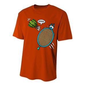 Badminton Player Screaming Shuttlecock Ahhh Badminton Gift Performance Sprint T-Shirt