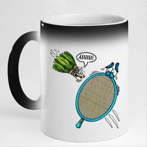 Badminton Player Screaming Shuttlecock Ahhh Badminton Gift 11oz Black Color Changing Mug