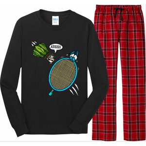 Badminton Player Screaming Shuttlecock Ahhh Badminton Gift Long Sleeve Pajama Set