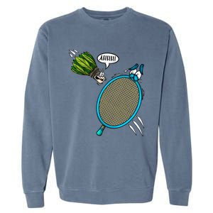 Badminton Player Screaming Shuttlecock Ahhh Badminton Gift Garment-Dyed Sweatshirt