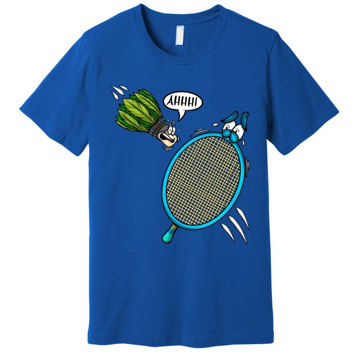 Badminton Player Screaming Shuttlecock Ahhh Badminton Gift Premium T-Shirt