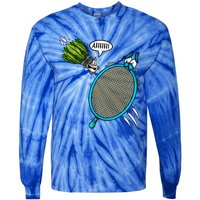 Badminton Player Screaming Shuttlecock Ahhh Badminton Gift Tie-Dye Long Sleeve Shirt