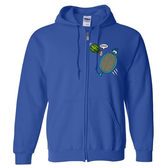 Badminton Player Screaming Shuttlecock Ahhh Badminton Gift Full Zip Hoodie