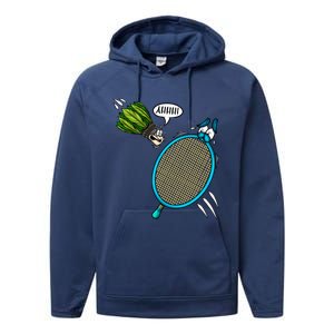 Badminton Player Screaming Shuttlecock Ahhh Badminton Gift Performance Fleece Hoodie