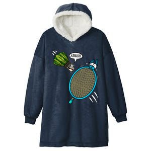 Badminton Player Screaming Shuttlecock Ahhh Badminton Gift Hooded Wearable Blanket