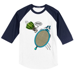 Badminton Player Screaming Shuttlecock Ahhh Badminton Gift Baseball Sleeve Shirt